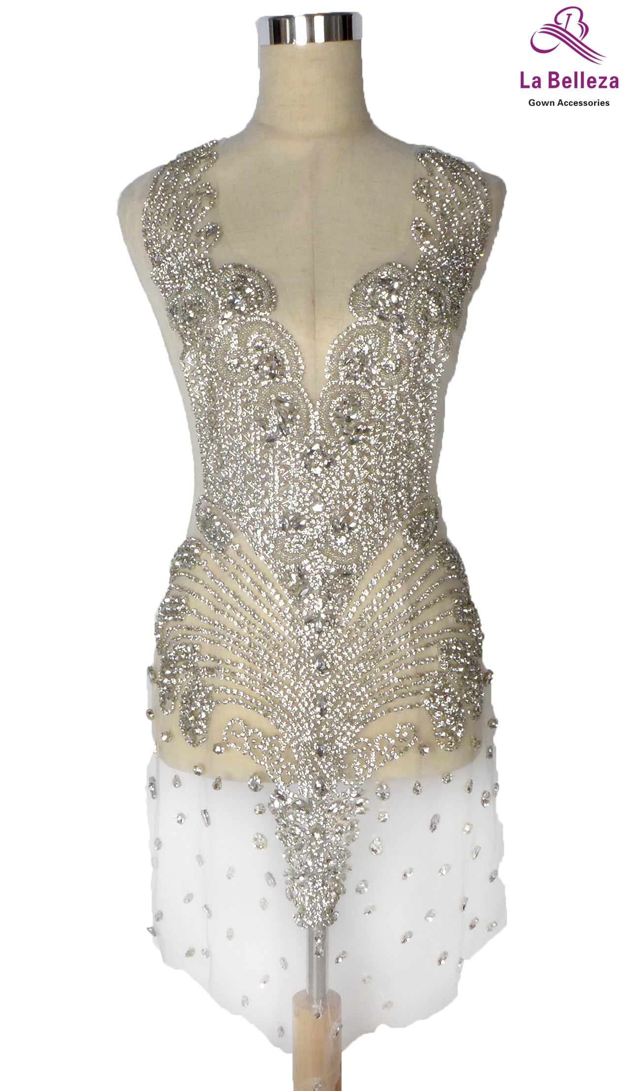 La Belleza black AB  rose gold silver Red crystal rhinestone long rich bodice a image 4