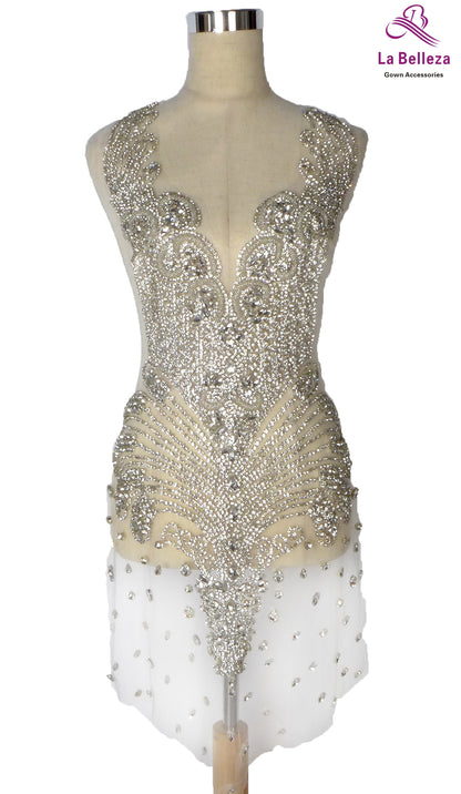 La Belleza black AB  rose gold silver Red crystal rhinestone long rich bodice a image 4