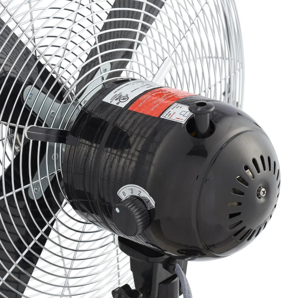 16'' Retro 3-Speed Metal Standing Fan, Black Rechargeable Fan image 3
