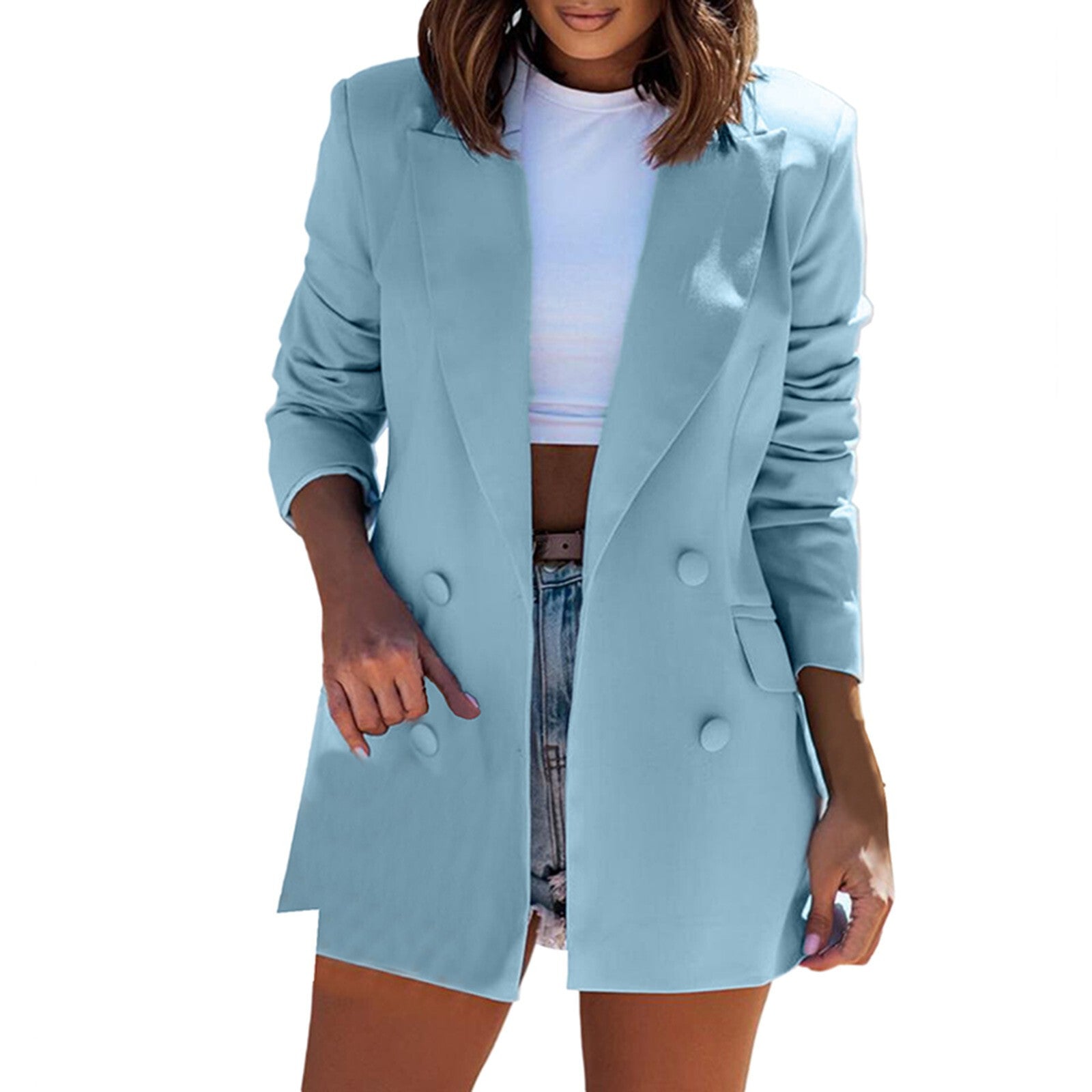 2023 Blazers Women Minimalist Solid Outwear  Office Ladies Loose Work Su
