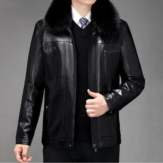 Winter Outerwear Men 2023 Men Fashion Leather Coat Jacket PU Jacket Long-sleeve