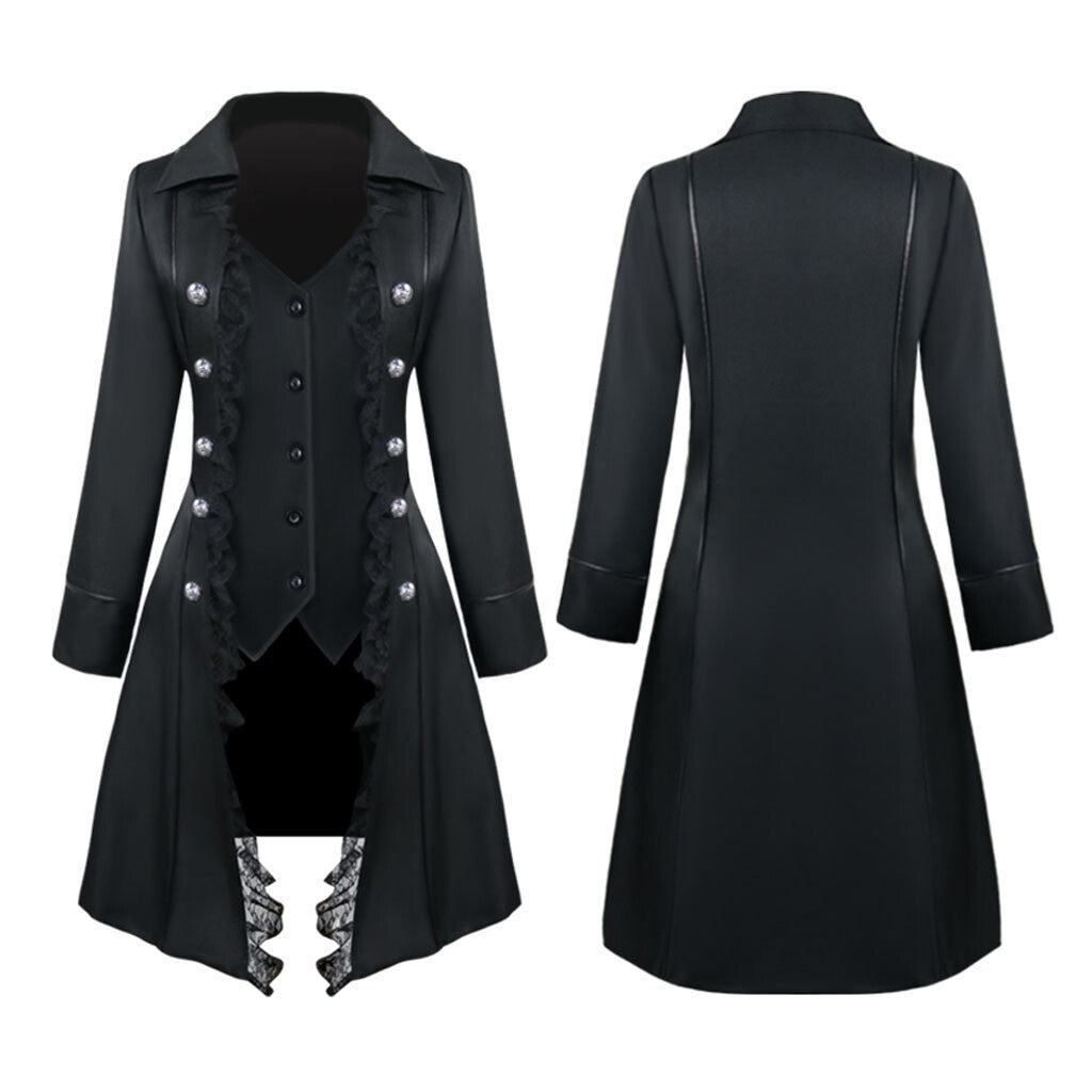 Halloween Robe Gothic Medieval Vintage Cardigan Jacket Long Sleeve Waisted Thre