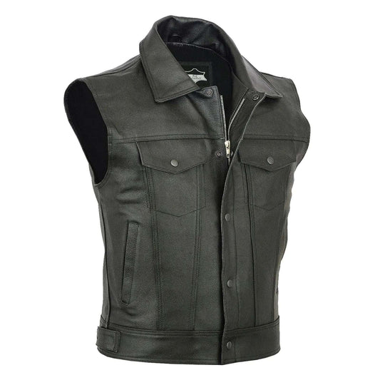 Punk Sleeveless Vest Jackets Drawstring Hem Zipper Vest Men's Fashion Handsome Ca