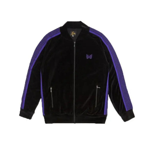 2023NOW Japanese Retro Side Striped Velvet Embroidered Butterfly Zipper Jacket