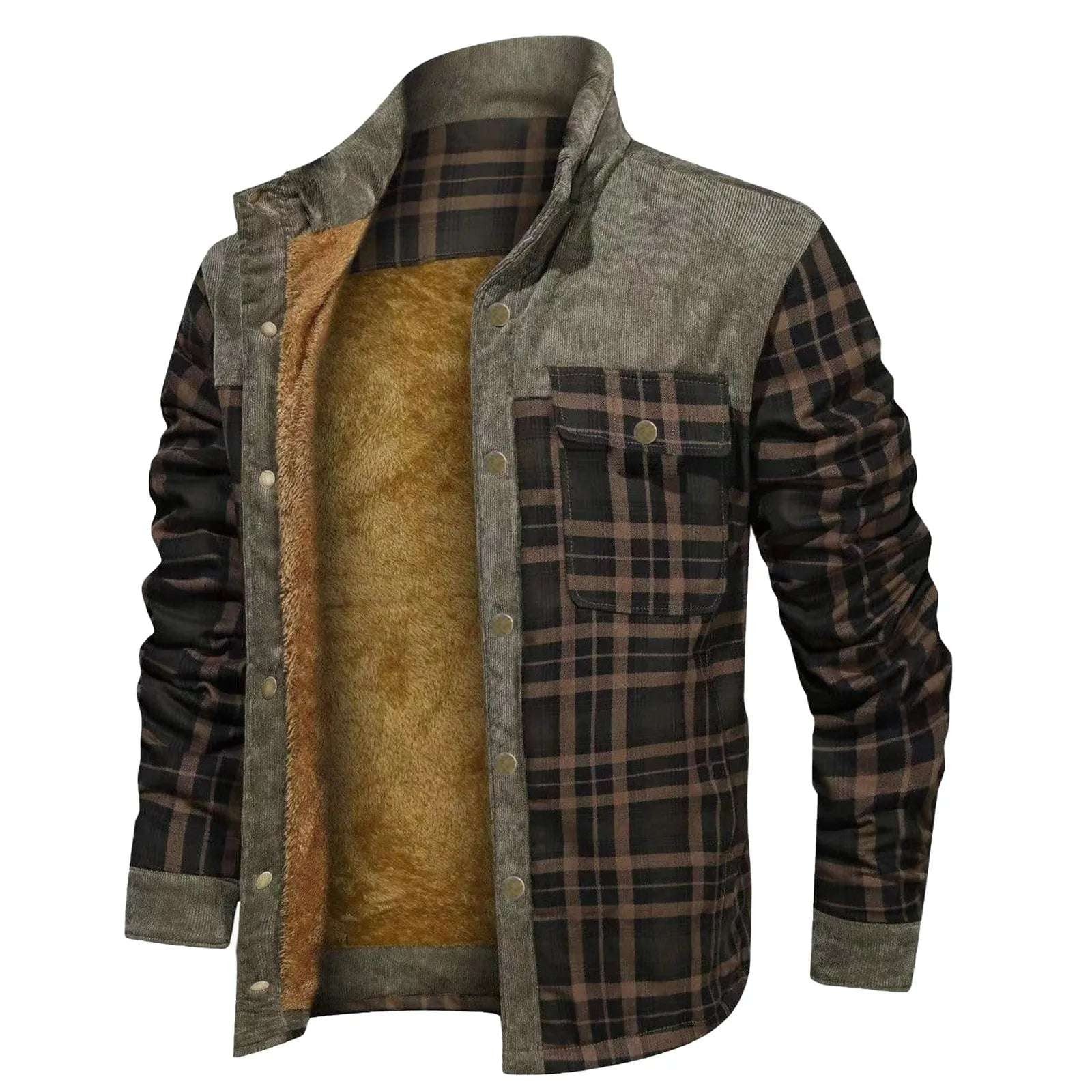 Jackets For Men'S Casual Work Men'S Winter Wool Lined Flannel Plaid Shirt Jacket