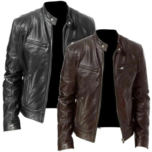 Retro Men Leather Jacket - Vintage Style Coat Rock and Roll Lovers Fashionab