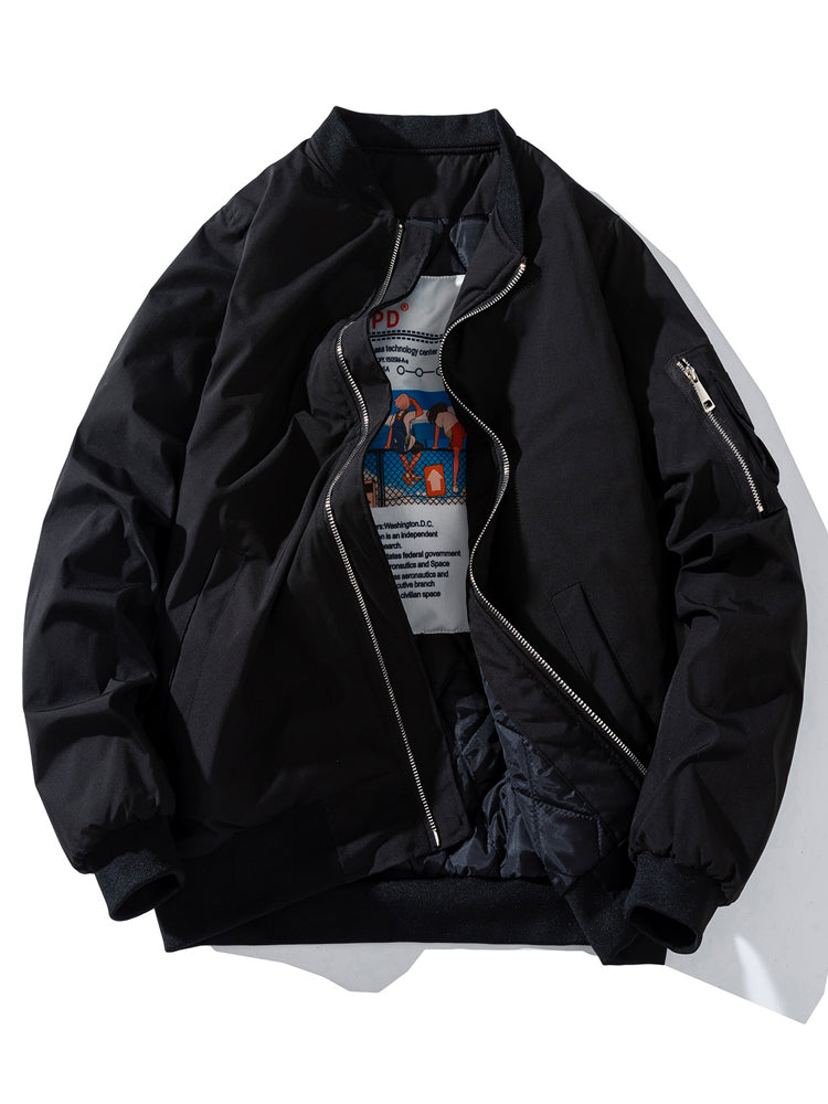 Men Bomber Jacket Autumn Winter Pilot Jacket Women Fashion Solid Baseball Coat  image 20