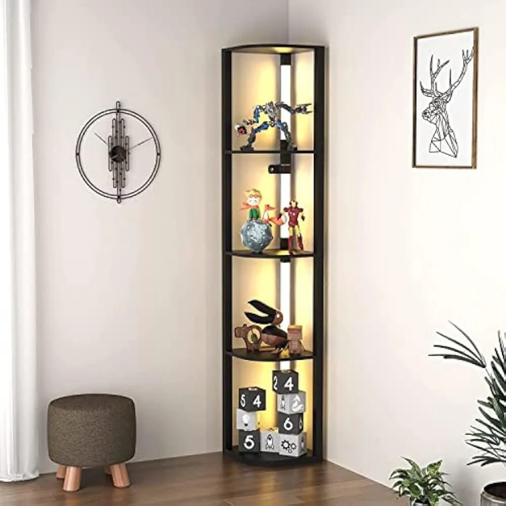 VTRIN Corner Shelf with Light, Modern Home Decor Stand Floor Lamps with Storage image 5