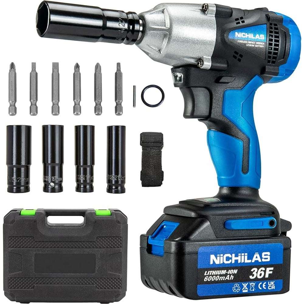 Nichilas Cordless Impact Wrench, 2 In 1 Screwdriver Head, 21V Electric Power Wr