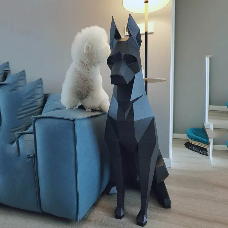 68/100cm Doberman 3D Animal Sculpture Paper Model DIY Handmade Papercraft Figur image 1
