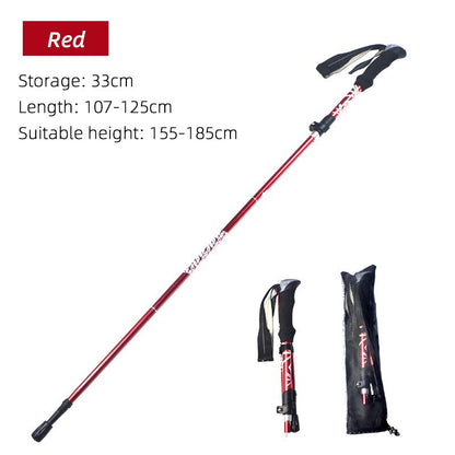 5 Section Outdoor Fold Trekking Pole Camping Portable Walking Hiking Stick For image 4