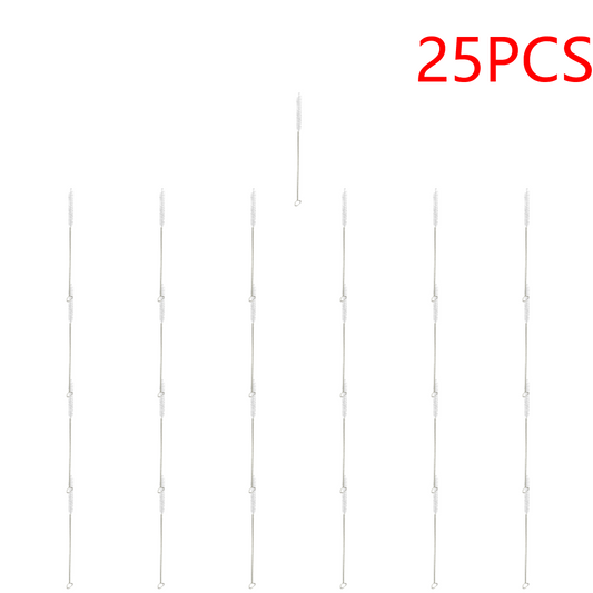 25-100PCS Drinking Pipe Brushes Stainless Steel Straw Oil Stains Removal Brush