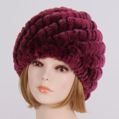 Lady Winter 100% Natural Real Rex Rabbit Fur Hat Women Soft Rex Rabbit Fur Cap  image 16