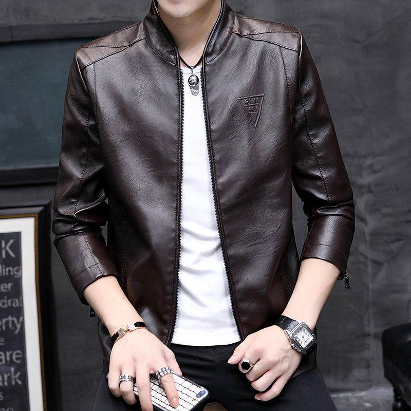 Men's Biker Leather Jacket 2023 Autumn  Men's Fashion Trend Decorative Motorcycl image 7