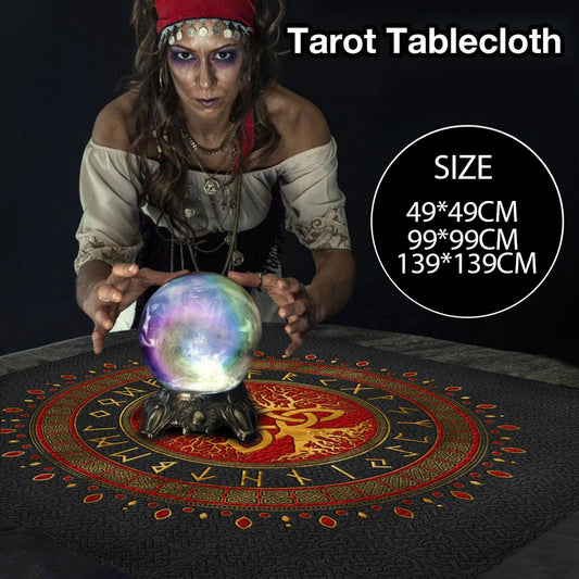 Tree Of Life Tarot Tablecloth Spiritual Rune Celtic Knot Altar Cloth Pagan Divi image 0