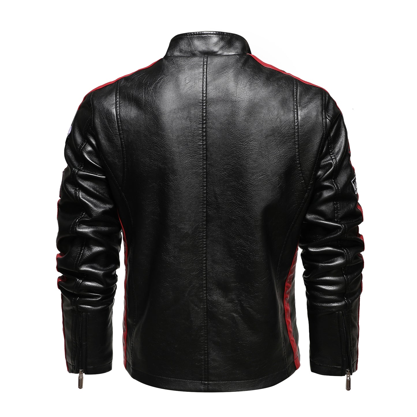 Men's motorcycle racing suit PU leather label color jacket image 5