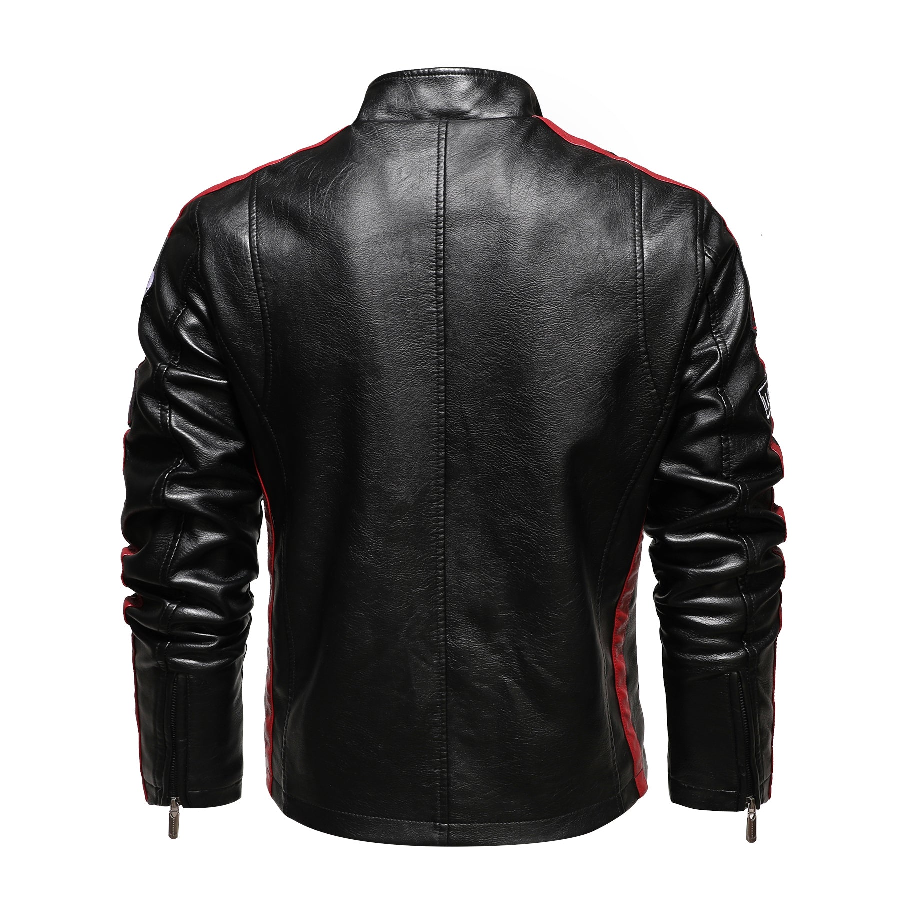 Men's motorcycle racing suit PU leather label color jacket image 5