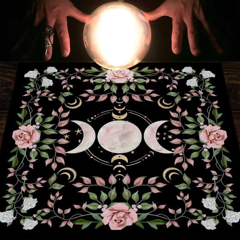 Triple Moon Altar Cloth Alter Cloth Tarot Tablecloth flower Wicca Tarot Mat Dec image 5