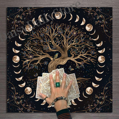 Tree of Life Tarot Card Tablecloth Moon Phase Altar Cloth Pagan Pendulum Witchc image 3