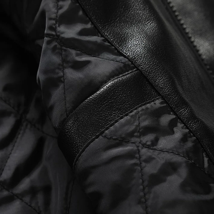 Men'S Trendy Skull Head Embroidery Pu Leather Baseball Collar Jacket R
