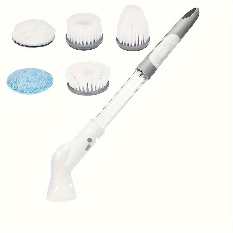 Rechargeable Power Scrubber with Adjustable Long Handle and 6 Replaceable Brush image 0