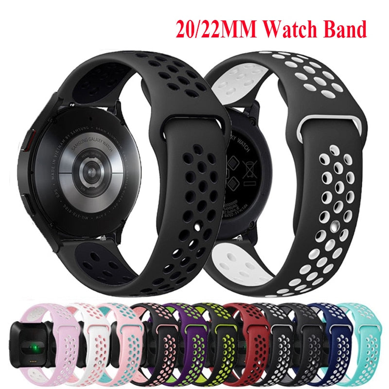 20mm 22mm Silicone Band For Samsung Galaxy Watch 4 Strap Correa Amazfit Bip 3/G image 1
