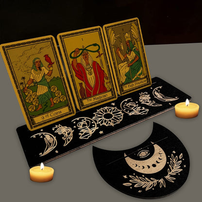 Wooden Stand for Tarot Moon Shape Rectangle Card a Set Altar Stand Wood Display image 1