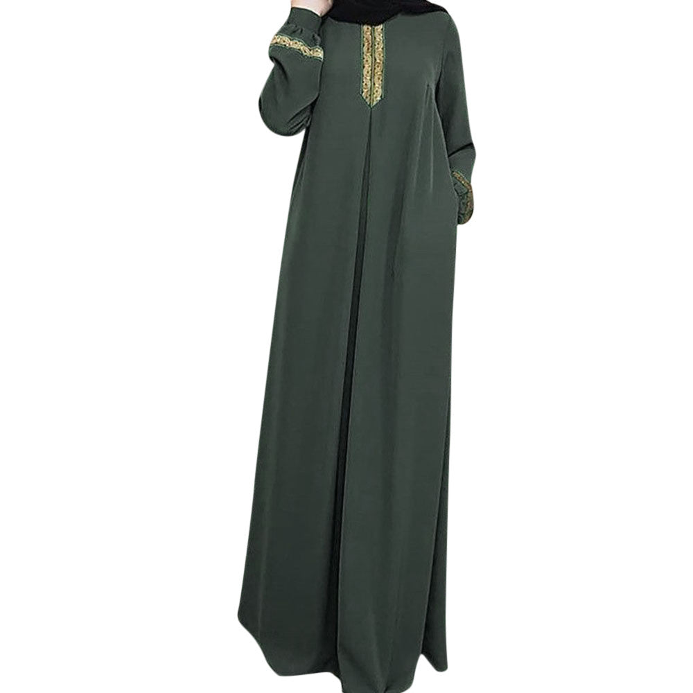 Long Muslim Dress Embroidery Kaftan Plus Size Casual Abaya Dress Muslim Clothes image 5