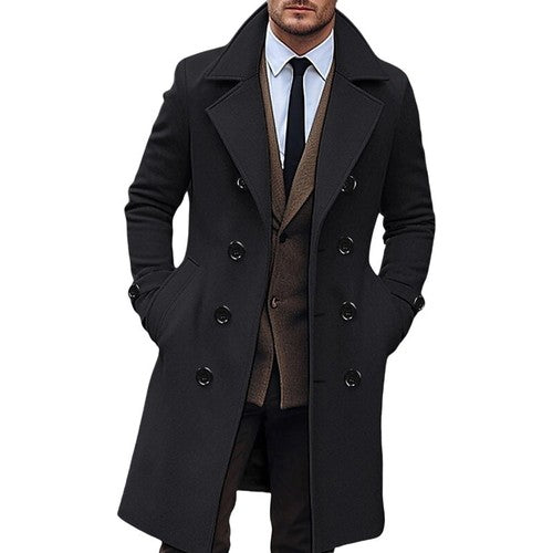 Classic Wool Blend Peacoat with Notched Lapel and Button Closure for M