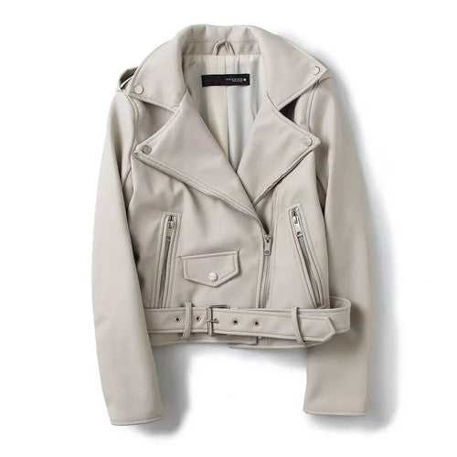 TRAF ZR Woman Faux Fur Coat Zipper Leather Jackets Perfecto Leather Ne