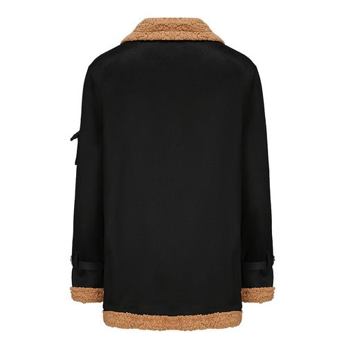 Men s Stylish Leather Jacket with Woolen Fleece Lining Zip Up Closure
