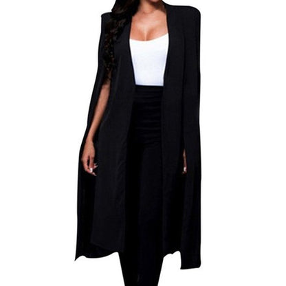 Shawl Collar Split Sleeve Cloak Blazer Cape Autumn Spring Women Solid