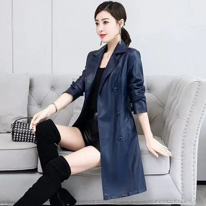 2022 fall top Compound lambskin leather jacket lady Free wash PU women