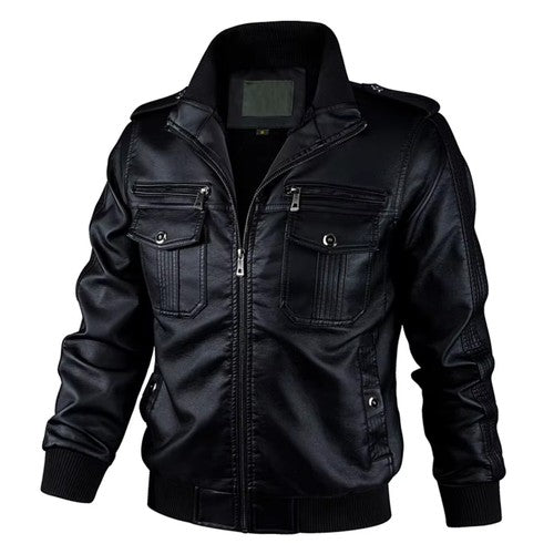 Autumn Winter Men's Motorcycle Biker Leather Jacket Men Windbreaker Fa