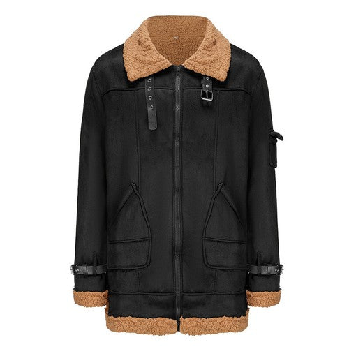Men s Stylish Leather Jacket with Woolen Fleece Lining Zip Up Closure