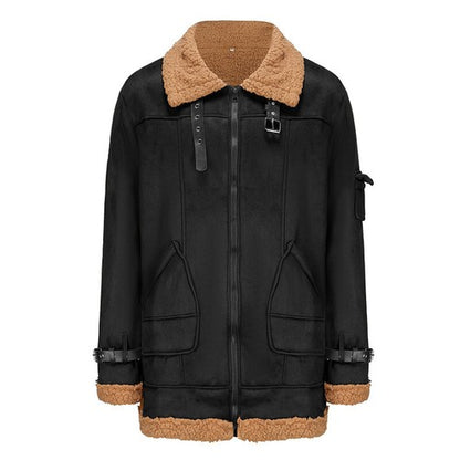 Men s Stylish Leather Jacket with Woolen Fleece Lining Zip Up Closure