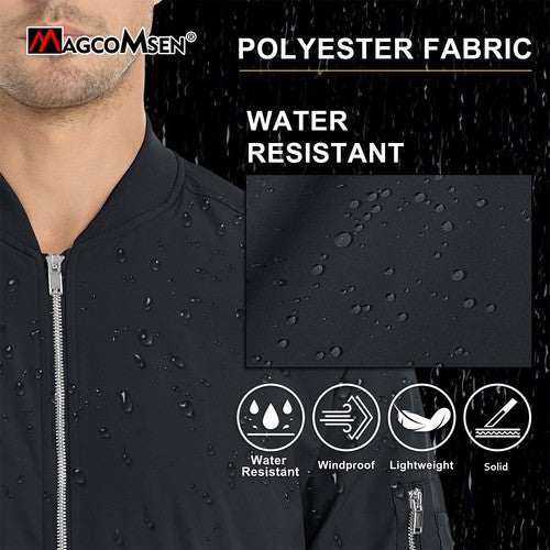 MAGCOMSEN Lightweight Men's Bomber Jackets Summer Autumn Full Zip Wind