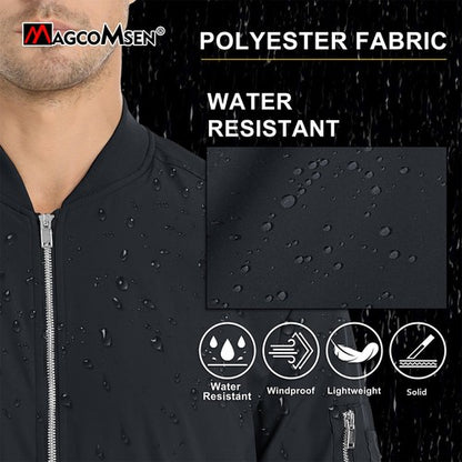 MAGCOMSEN Lightweight Men's Bomber Jackets Summer Autumn Full Zip Wind
