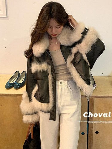 2023 New Winter Lamb Fur Sheepskin Patchwork Coat Faux Fur leather Jac