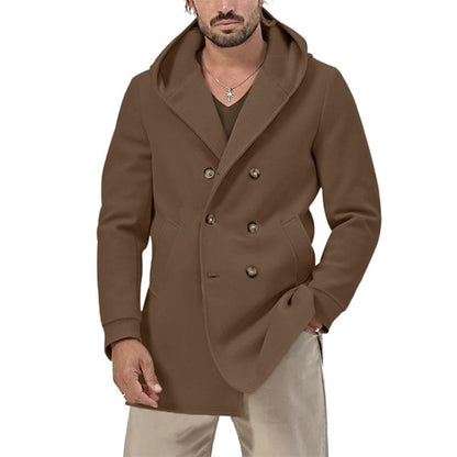 2024 Winter Men'sDouble Breasted Trench Coat Warm Cardigan Jacket  Sol