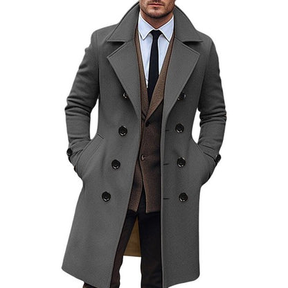 Classic Wool Blend Peacoat with Notched Lapel and Button Closure for M