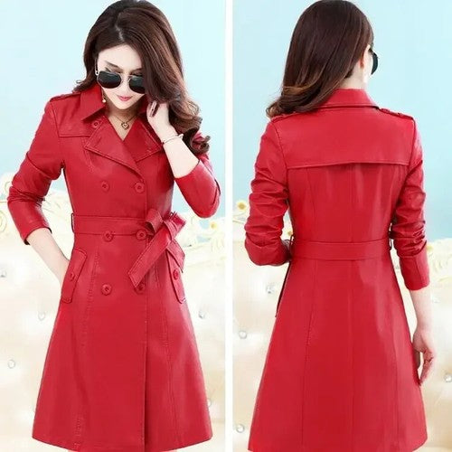 2022 fall top Compound lambskin leather jacket lady Free wash PU women