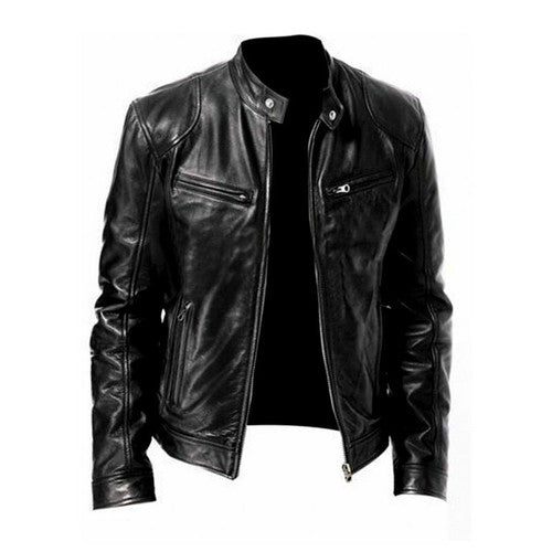 2023 Pu Leather Jacket Men Fashion Faux Leather Jacket Motorcycle Men'