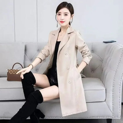 2022 fall top Compound lambskin leather jacket lady Free wash PU women