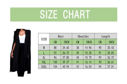 Shawl Collar Split Sleeve Cloak Blazer Cape Autumn Spring Women Solid