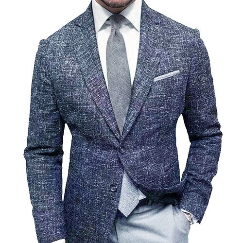 Men s  Fit Blazer Classic Checkered Design Single Color Lapel Long Sle