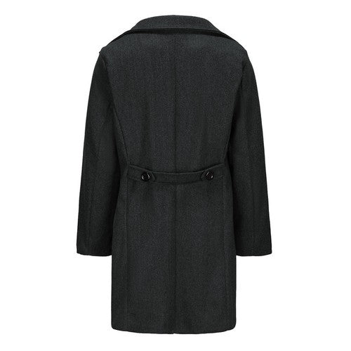 Classic Wool Blend Peacoat with Notched Lapel and Button Closure for M