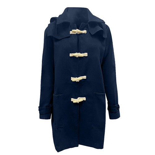 Men s Winter Duffle Coat Loose Fit Classic Wool Blend Long     Sleeve