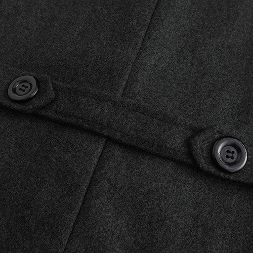 Classic Wool Blend Peacoat with Notched Lapel and Button Closure for M