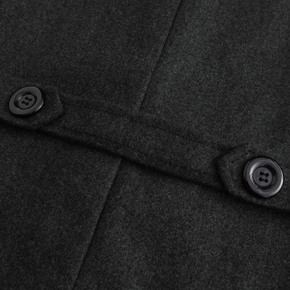 Classic Wool Blend Peacoat with Notched Lapel and Button Closure for M